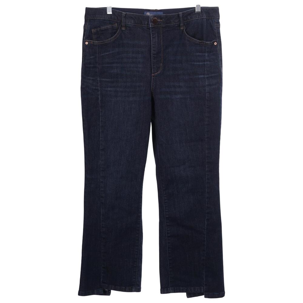 Democracy Skyrise Barely Boot Jeans 14P Blue Dark Stretch Step Hems Absolution